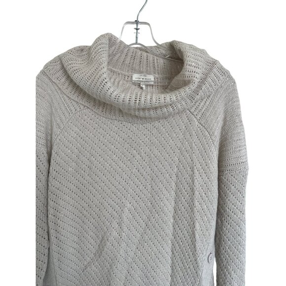 Lucky Brand Alyssa Cowl Neck Sweater With Side Buttons - Picture 6 of 8